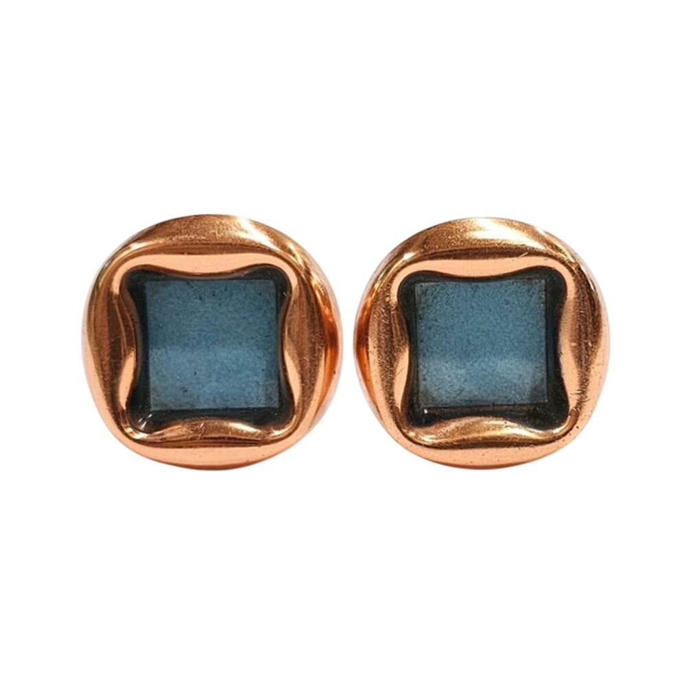 Vintage Matisse Copper Blue Enamel Clip-On Earrings